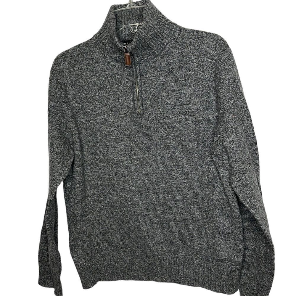 J.Crew Mercantile Quarter Zip Nylon/Lambs Wool Blend Gray Men’s Sweater. Size Lg